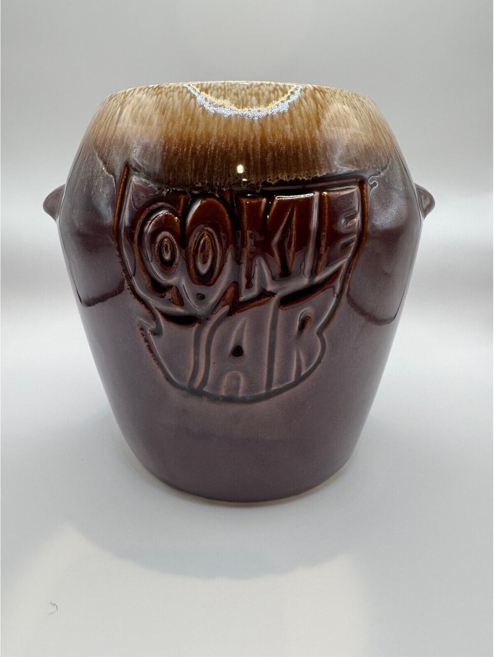Vintage McCoy Pottery Cookie Jar w/o Lid in Brown Drip Glaze